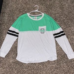 Pink: Green,White,& Black Long Sleeve Shirt